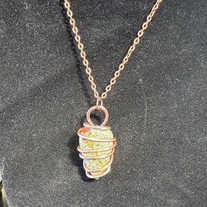 Copper Wire-Wrapped Dragons Blood  Pendant Necklace